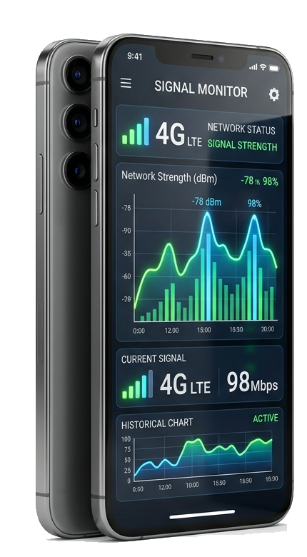 Boostify Mobile Signal Booster Flat Vector App and Device Showcase